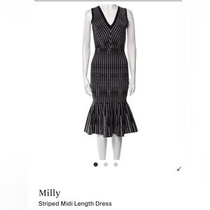 Milly Black and White Sheath Midi Dress Cocktail